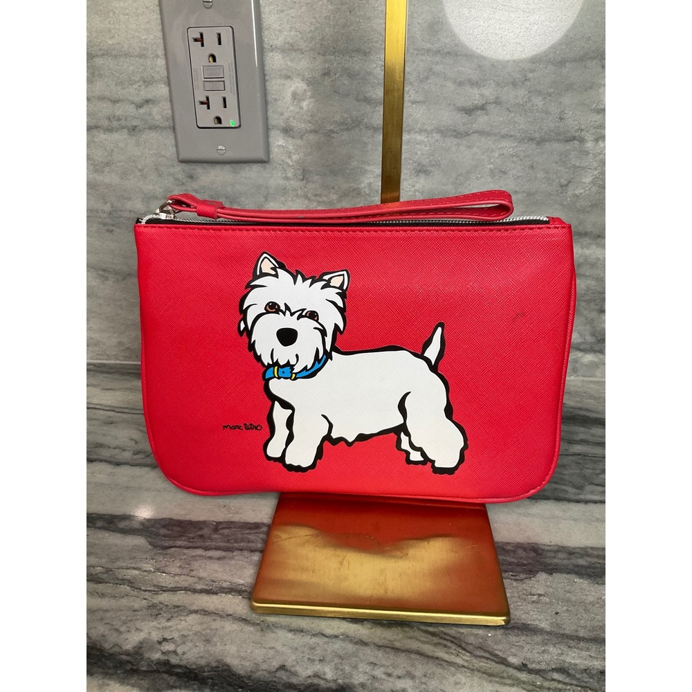 Marc Tetro Westie Dog Red Zip Pouch Wristlet‎ – Cute Dog Illustration